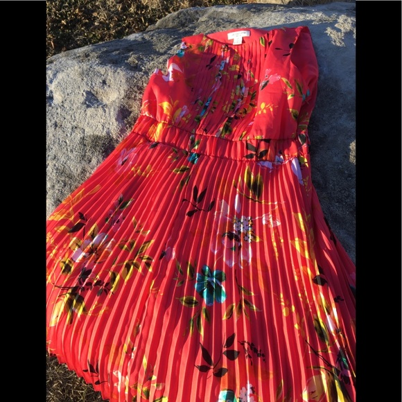 Pretty in Peach- Floral Print Dress By Liz Claiborne Sz 12p - Picture 4 of 8